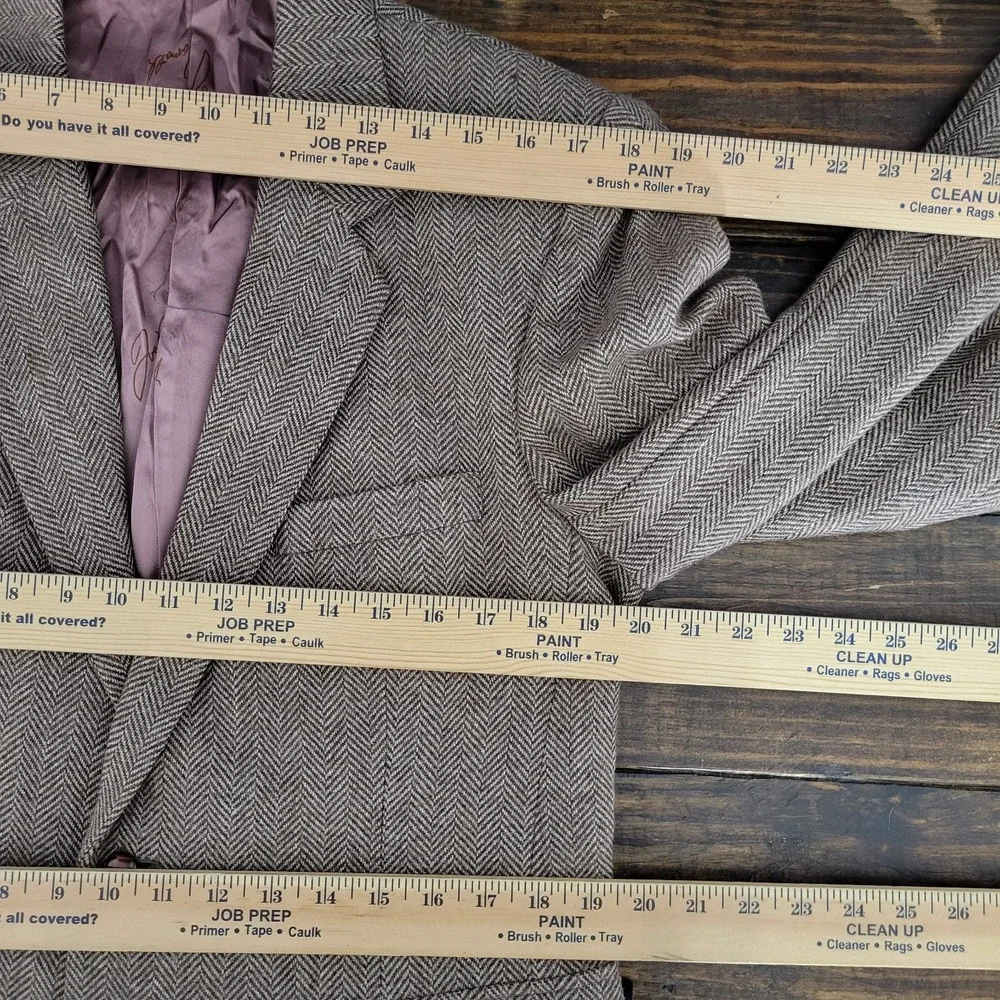 Joe Namath Men's Tweed Sport‎ Coat Blazer Brown Herringbone Polyester Wool 42S